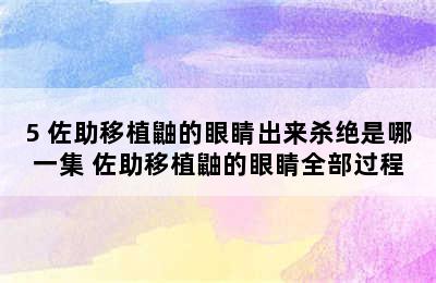 5 佐助移植鼬的眼睛出来杀绝是哪一集 佐助移植鼬的眼睛全部过程